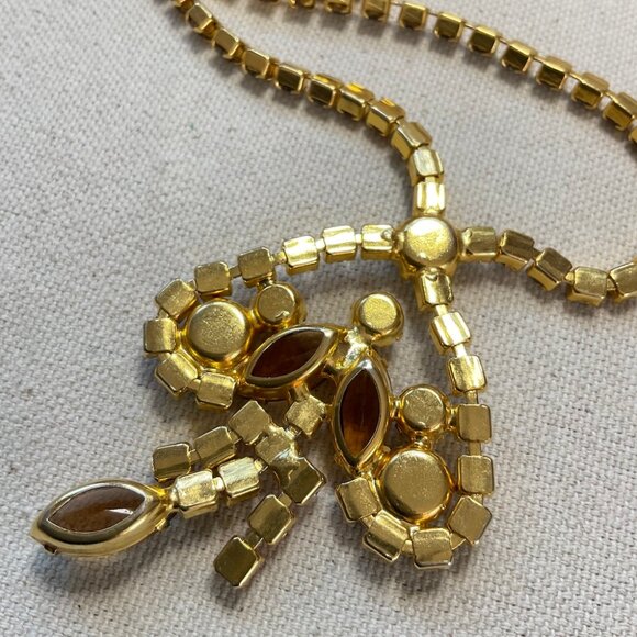 1960s Rhinestone Statement Necklace – Autumn Jewel Tones, D&E Style - Picture 3 of 6